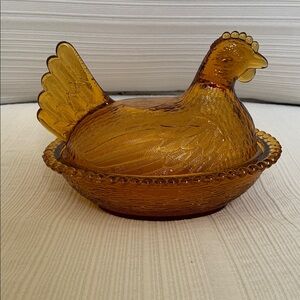 Vintage Glass Hen On A Nest